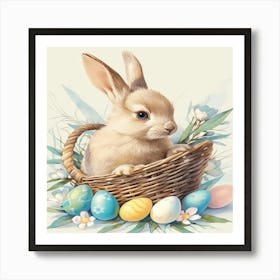 Easter Bunny In Basket Art Print