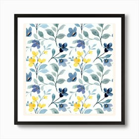 Blue And Yellow Flowers Art Print