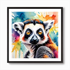 Vibrant Highly Detailed Lemur Painting Art Print