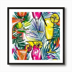 Seamless Pattern With Tropical Drinks 8 Art Print