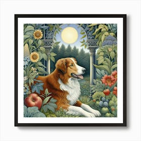 Garden Dog, William Morris style Poster