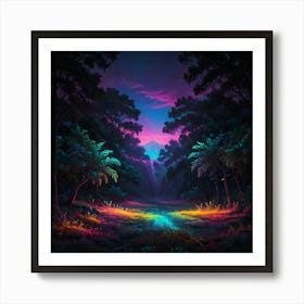 Forest At Night 19 Art Print