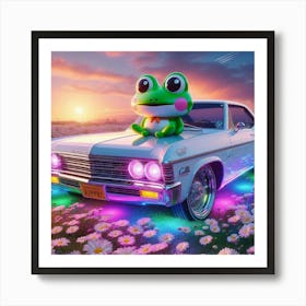 Frog On A Car Art Print