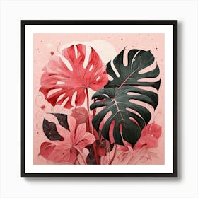 Pink And Red Plant Illustration Monstered Thai Cons tell 5 Art Print