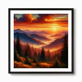 Sunset In The Mountains 37 Art Print