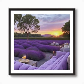 Lavender Field At Sunset Art Print