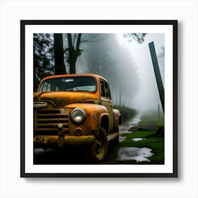 Old Truck In The Fog 3 Art Print
