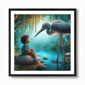 Boy And The Stork Art Print