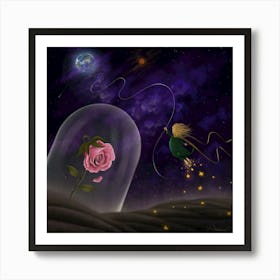 The Little Prince and Rose Art Print