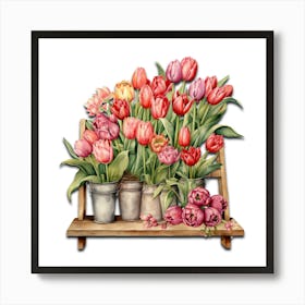 Tulip Retro Botanical Wall Art Print