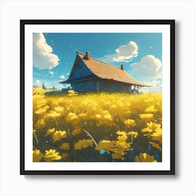 Yellow Flowers In A Field 57 Art Print
