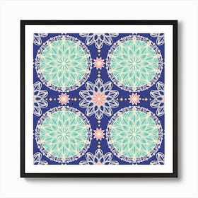 Mandala in navy Art Print