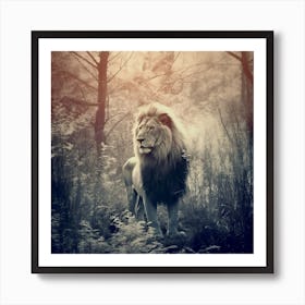 Armadiler Lion In The Forest Duotone Ef50d32b 8d5a 4880 9c44 264be41438c9 Transformed Art Print