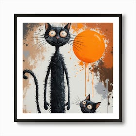 Cat With Orange Ball Art Print