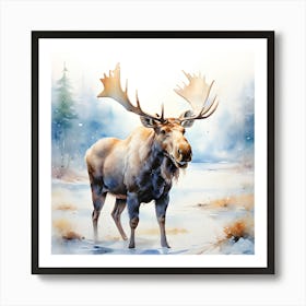 Moose In The Snow Art Print