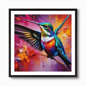 Multicolor Abstract Hummingbird Art 1 Art Print