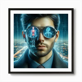 Futuristic Man With Glasses Art Print