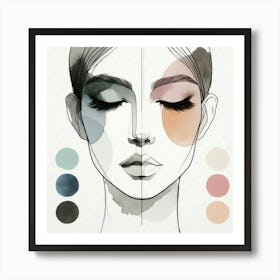 Watercolor Of A Woman'S Face 18 Art Print