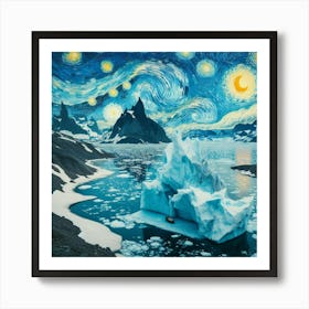 Van Gogh Painted A Starry Night Over An Arctic Iceberg 1 Art Print