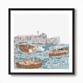 Boats In The Harbor Art Print