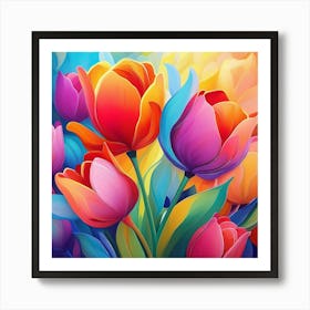 Colorful Tulips 4 Art Print