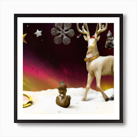 Christmas Reindeer 003 1 Art Print