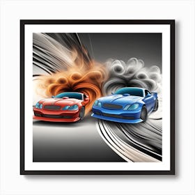 Two Racing Cars Art Print