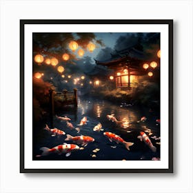 Koi Fish In The Pond 2 Art Print