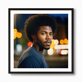 Portrait Of A Black Man At Night Art Print