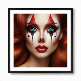 Beautiful Woman With Clown Makeup 1 Art Print