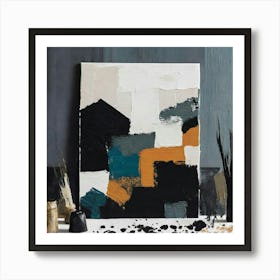 Original Abstract Painting On Canvas Dramatic Wall Art Black Mid Century Modern 10 Art Print