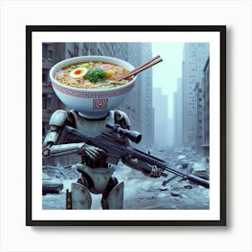 Robot Ramen Soldier Art Print