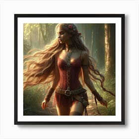 Fantasy Girl In The Forest Art Print