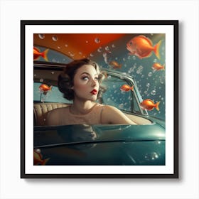 Woman In A Car 1 Art Print