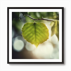 Green Leaf On A Branch Art Print