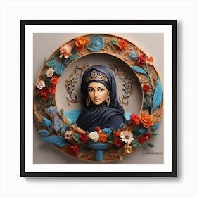Muslim Woman With Flowers Art Print