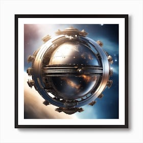 Imagine Earth Into Metallic Ball Space Station Floating In Space Universe (2) Art Print