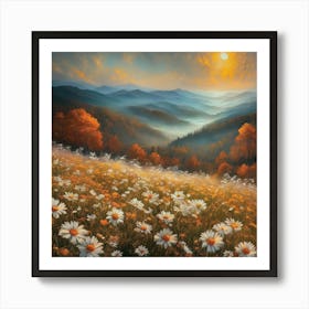 Appalachian Mountains Nature, Autumn Antique Oil Colors.5 Art Print