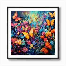 Butterflies In The Garden 2 Art Print