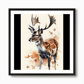 Deer Watercolor Painting Art Print