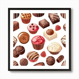 Sweets And Chocolates Seamless Pattern 1 Art Print