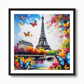 Paris Butterfly Painting 2 Art Print