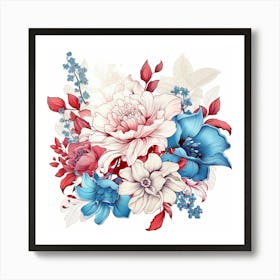 Blue And White Flowers Art Print