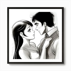 Pulp Fiction Couple Cute Art Print