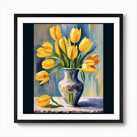 Yellow Tulips In A Vase Art Print