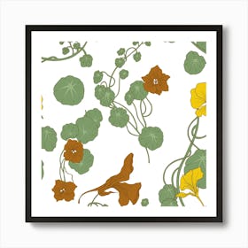 Nasturtium Flower Plant Leaves Art Print