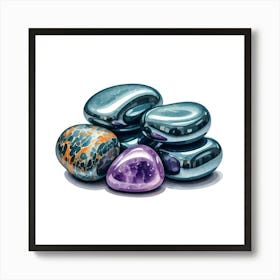 Pebbles And Crystals Art Print