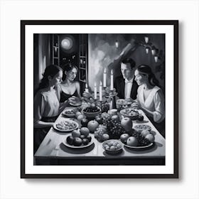 Dinner At The Table Art Print