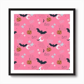 Halloween Pattern Pink Affiche