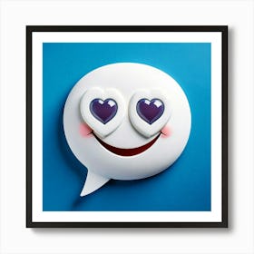 Firefly Heart Eyes Emoji With Speech Bubble On Blue Background 93449 Poster